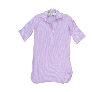 Striped Pink Collared Shirt dress linen tunic